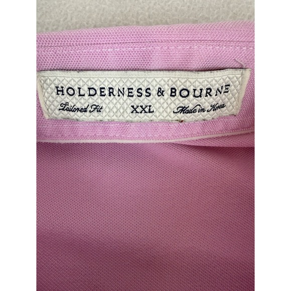 Holderness & Bourne Shirt Men's XXL Long Sleeve Golf Polo Guilford Pink Oxford - Picture 4 of 12